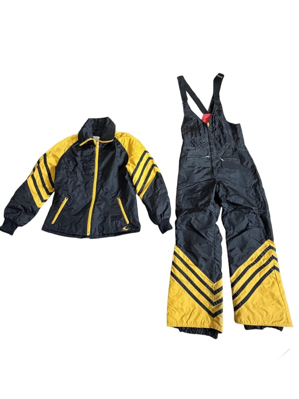 Vintage 1970s Bombardier Ski-Doo Snowsuit Set Women's Black Yellow Red 2-Piece